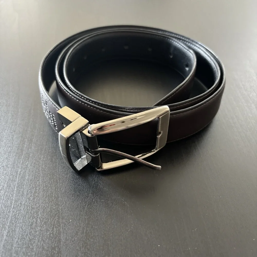 John Henry Leather Dress Belt Reversible‎ Black Brown Size 40 Men's